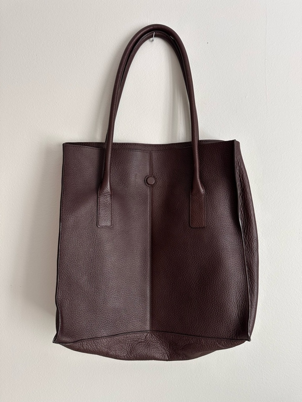 Banana Republic Genuine Leather Large Tote Bag Handbag Collection Deep Plum - Picture 2 of 10